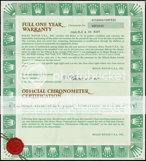 rolex certificates